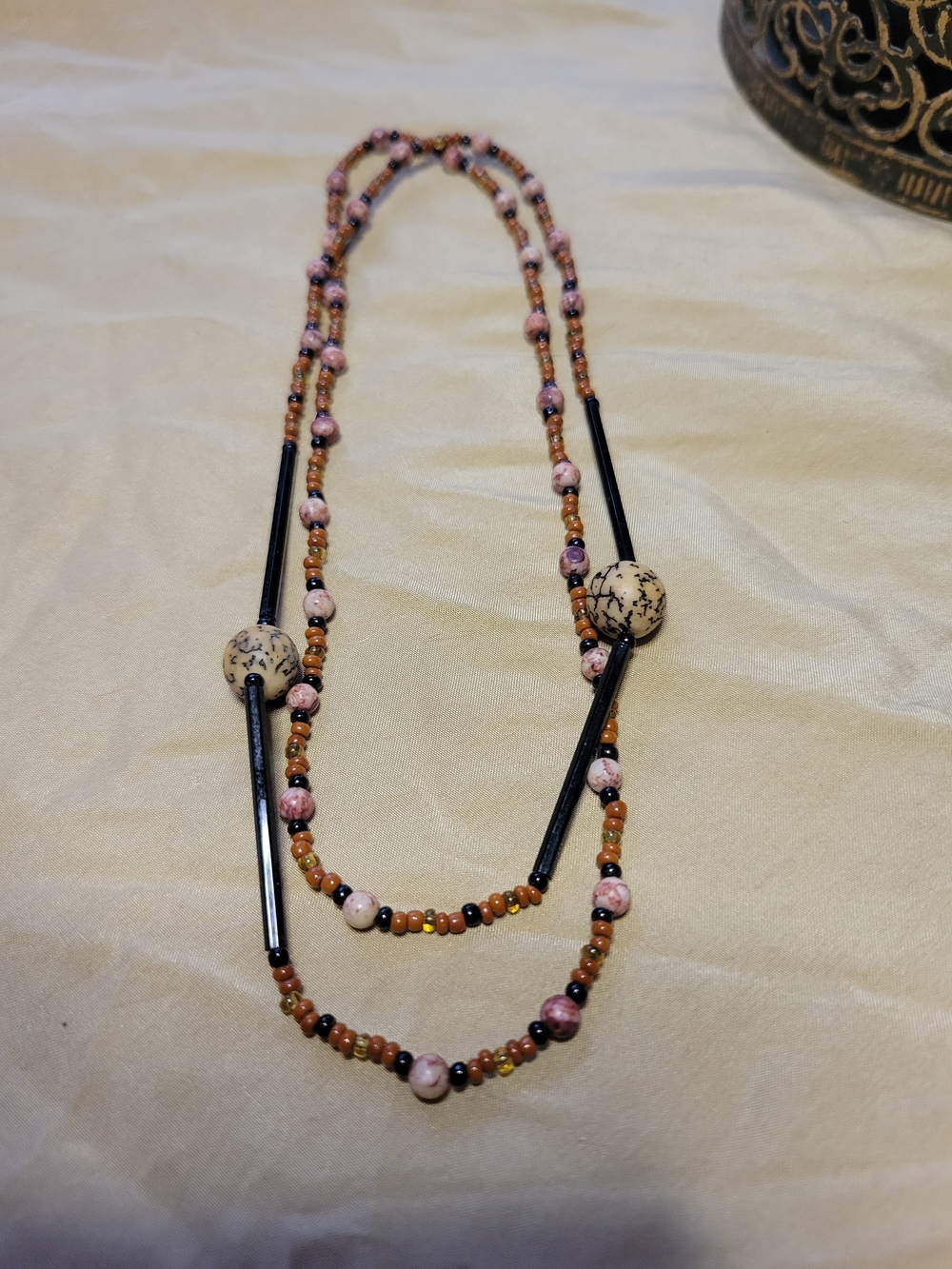 Hand Strung Bohemian, Warm Earth Energy Bead Necklace, Unisex